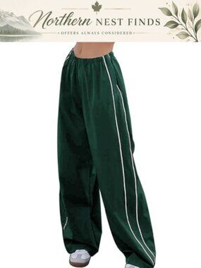 Women's Parachute Pants Y2K Track Pants Wide Leg Sweatpants Baggy